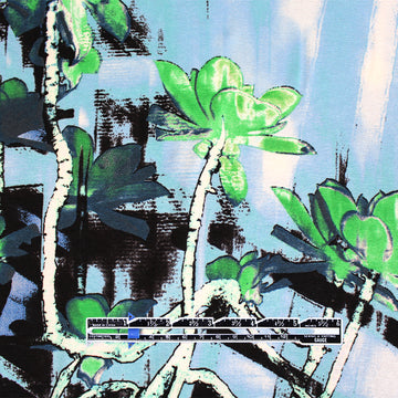 Italian 'tropical blues' viscose knit panel .75 yds - 1 Panel