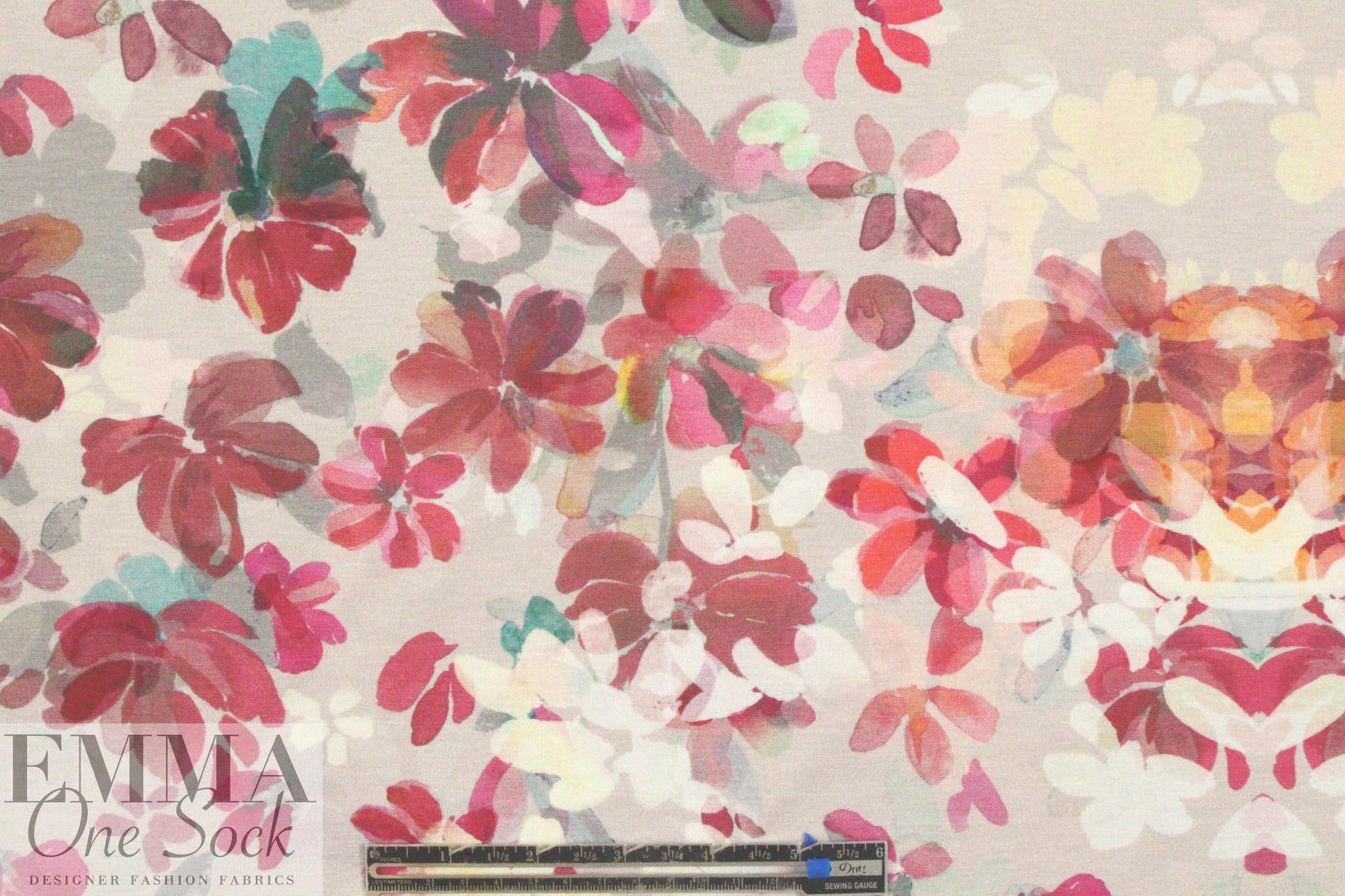 painterly pink petals panel knit 1 panel