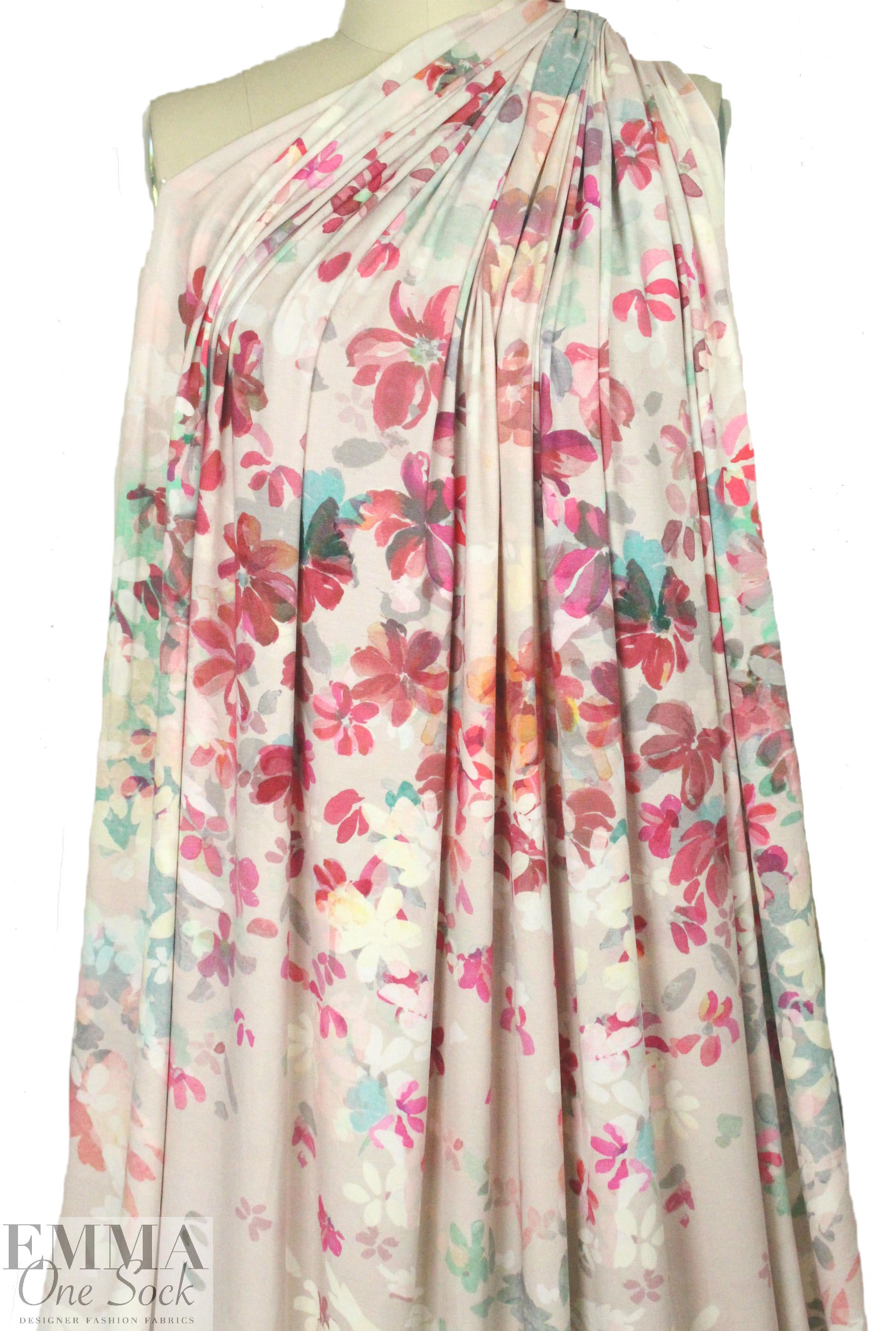 painterly pink petals panel knit 1 panel