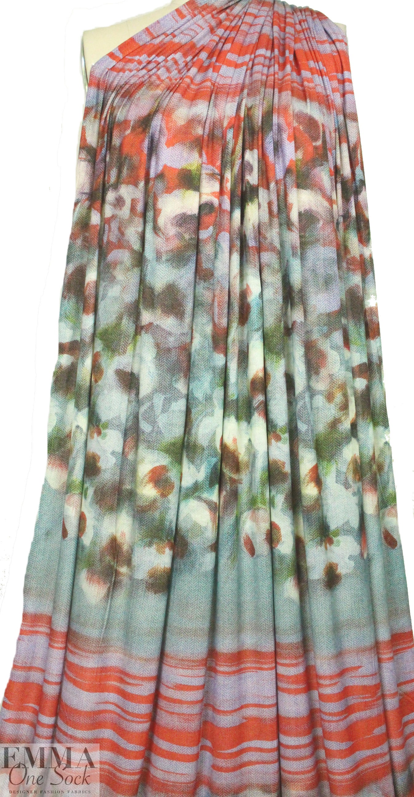Italian chevron flowers viscose/lycra sweatery panel knit