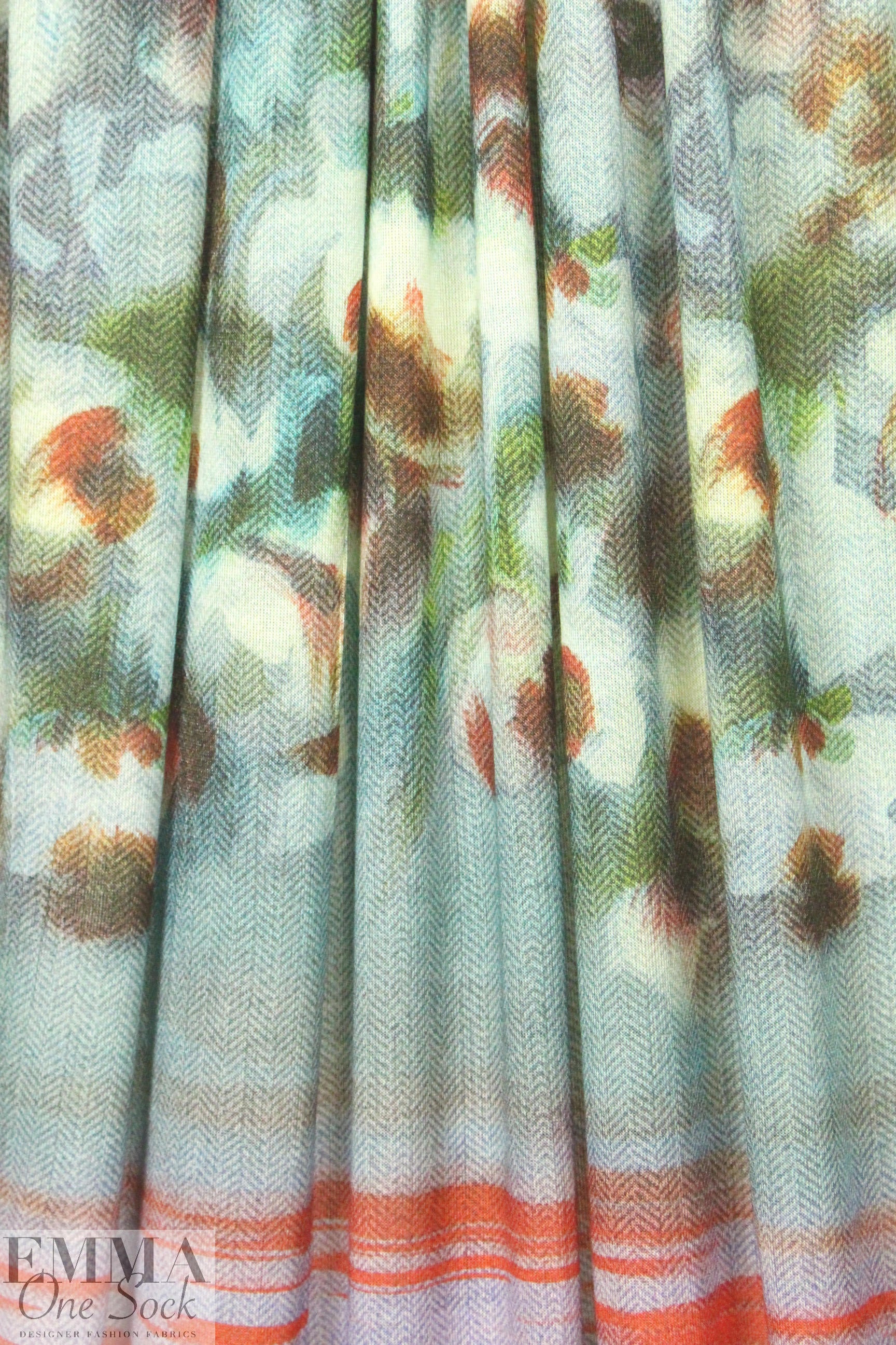 Italian chevron flowers viscose/lycra sweatery panel knit .625 yds Partial Panel