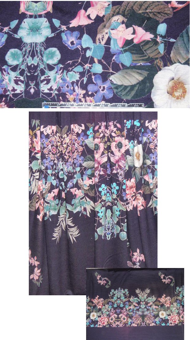 French aubergine garden bouquet panel knit