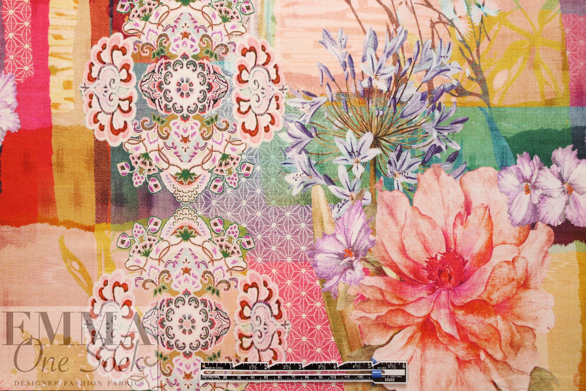 French decorative montage rayon/lycra knit 2 yd