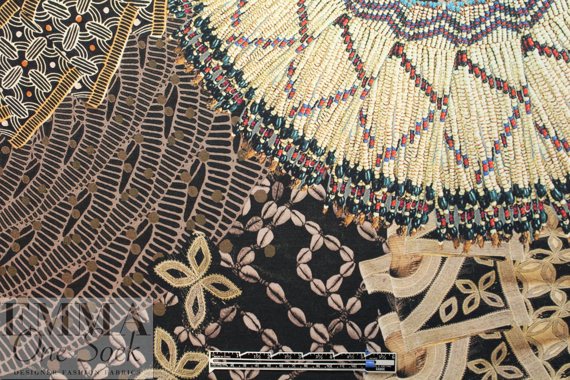 Italian digital viscose knit - 'bead and seed' montage