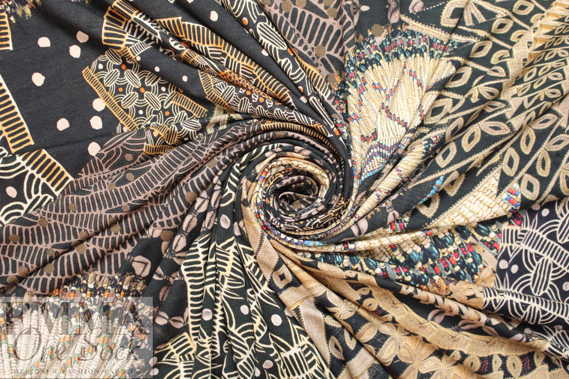 Italian digital viscose knit - 'bead and seed' montage