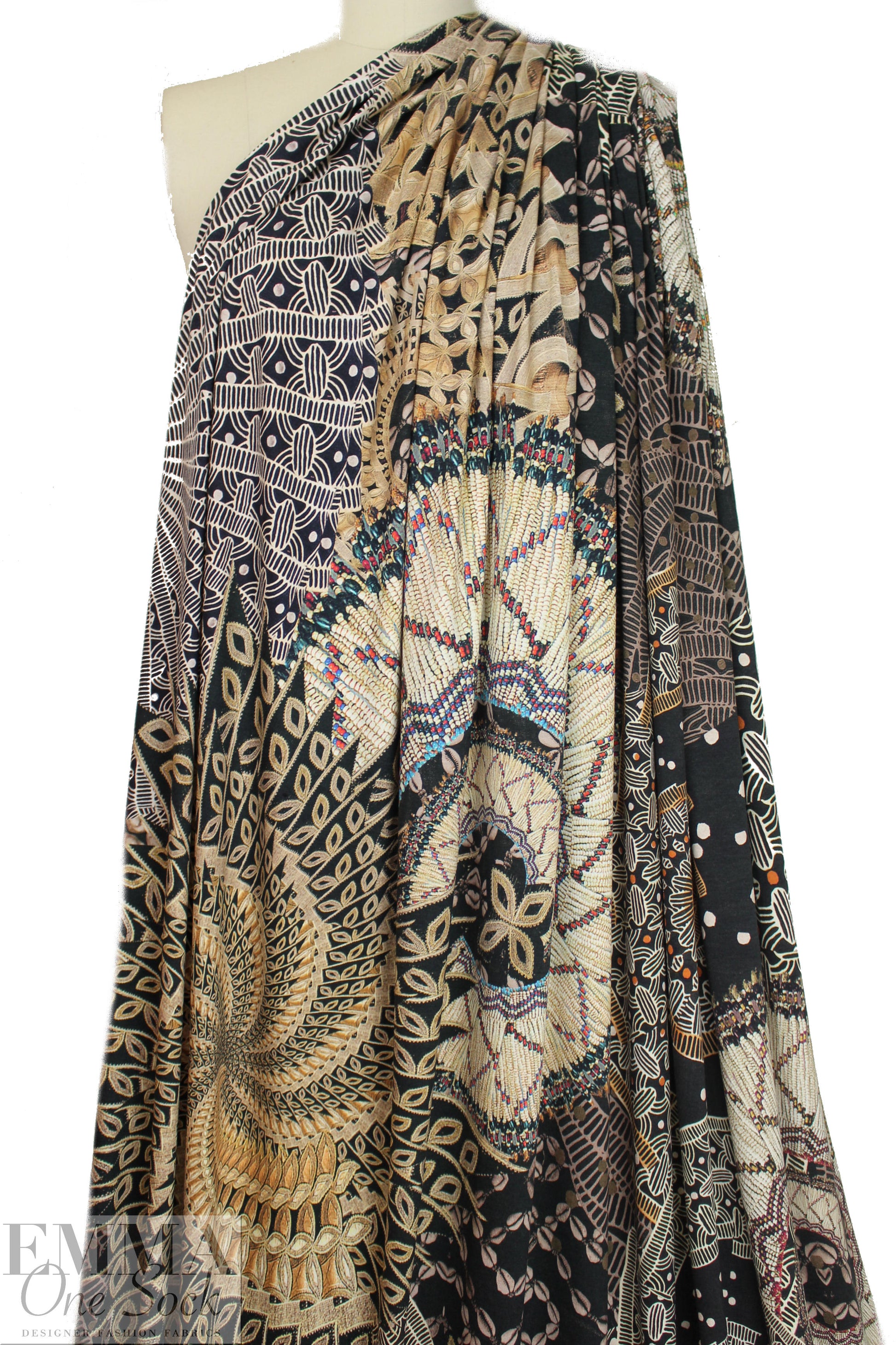 Italian digital viscose knit - 'bead and seed' montage