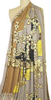Italian digital viscose knit - cocoa/lemon floral