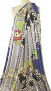 Italian digital viscose knit - blue/rouge floral