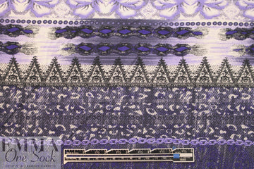 Italian digital viscose knit - grape/off black panel .75 yds