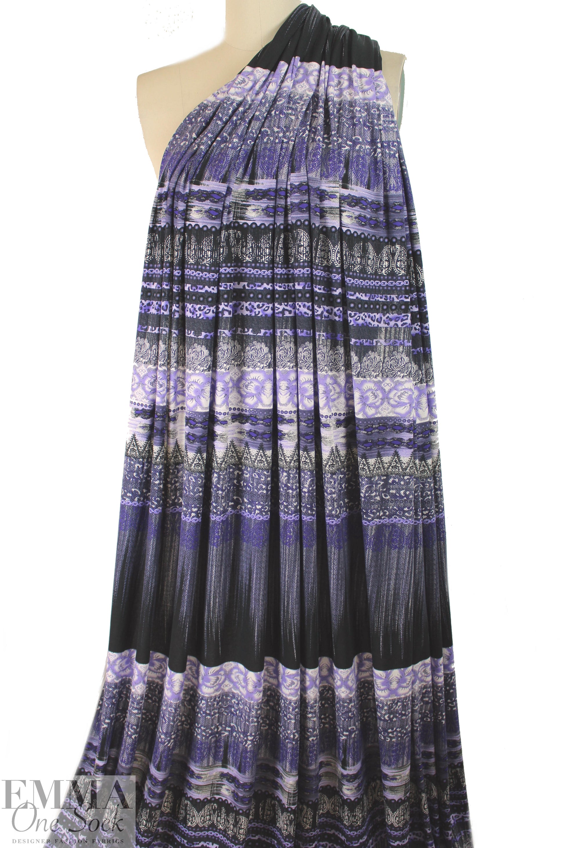 Italian digital knit - grape/off black .875 yds *flaw*