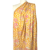 CA designer 'butterscotch blooms' printed rayon/spandex knit 1.75 yd