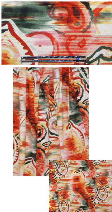 designer pottery ikat print rayon/spandex knit 1.66 yd