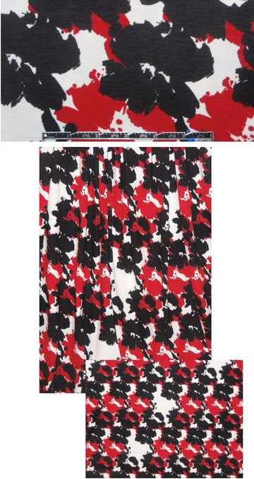 designer red/black/white floral rayon/spandex knit