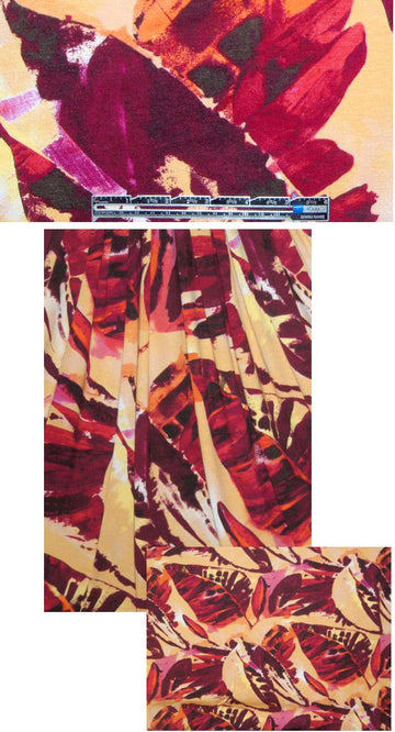 designer spice-tone leaf print rayon/spandex knit 1.375 yd