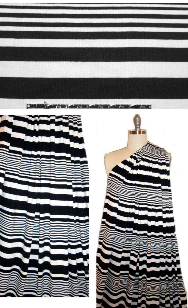 yarn-dye variable width stripe knit - black/white 1.5 yds