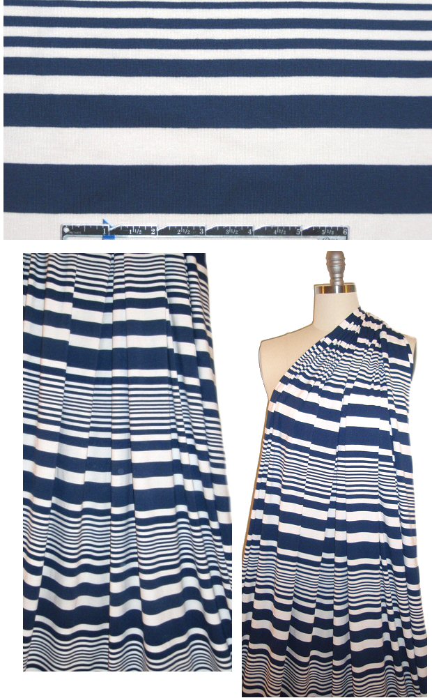 yarn-dye variable width stripe knit - navy/white