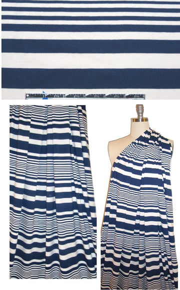 yarn-dye variable width stripe knit - navy/white 1.75 yds