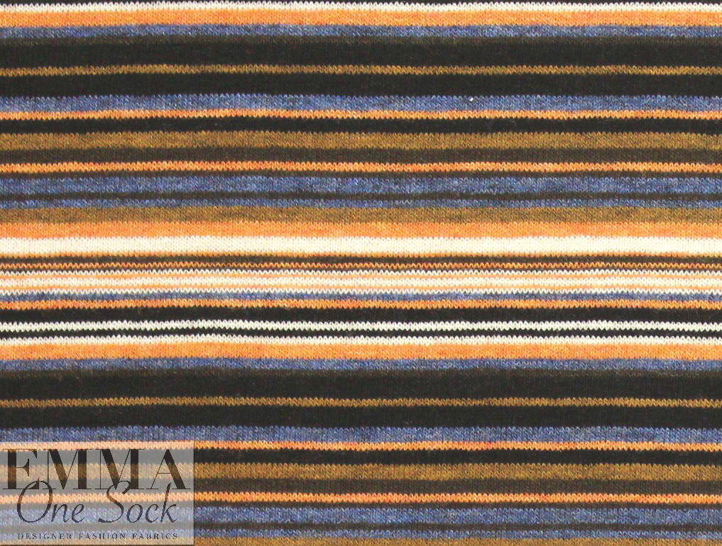 NY designer viscose yarn-dye stripe knit - cinnamon/denim