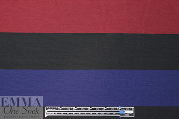 French wide stripe viscose/span knit - indigo/brick 1.66 yd