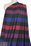 French wide stripe viscose/span knit - indigo/brick 1.5 yd