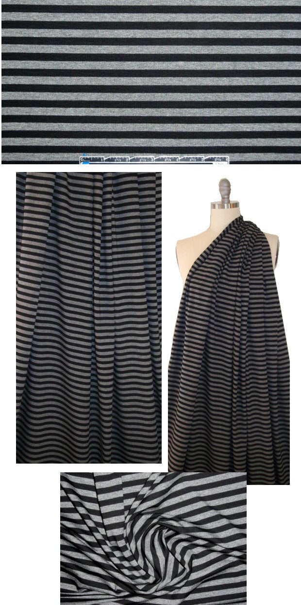 Britannia black/gray stripe rayon/lycra knit