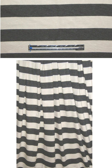 CA designer charcoal/ivory stripe rayon/lycra knit 2.5 yd