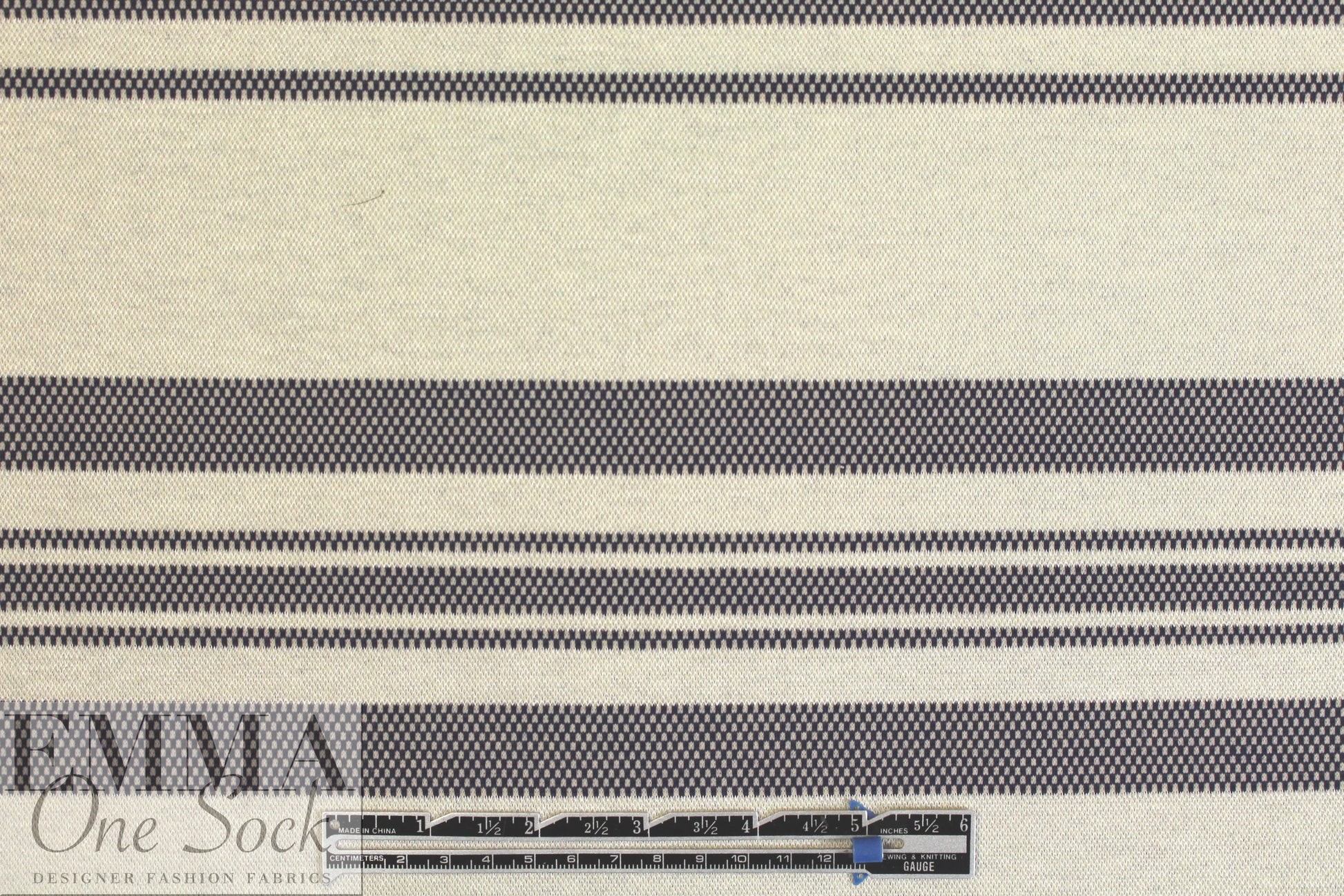NY designer yarn-dyed black/ivory stripe doubleknit