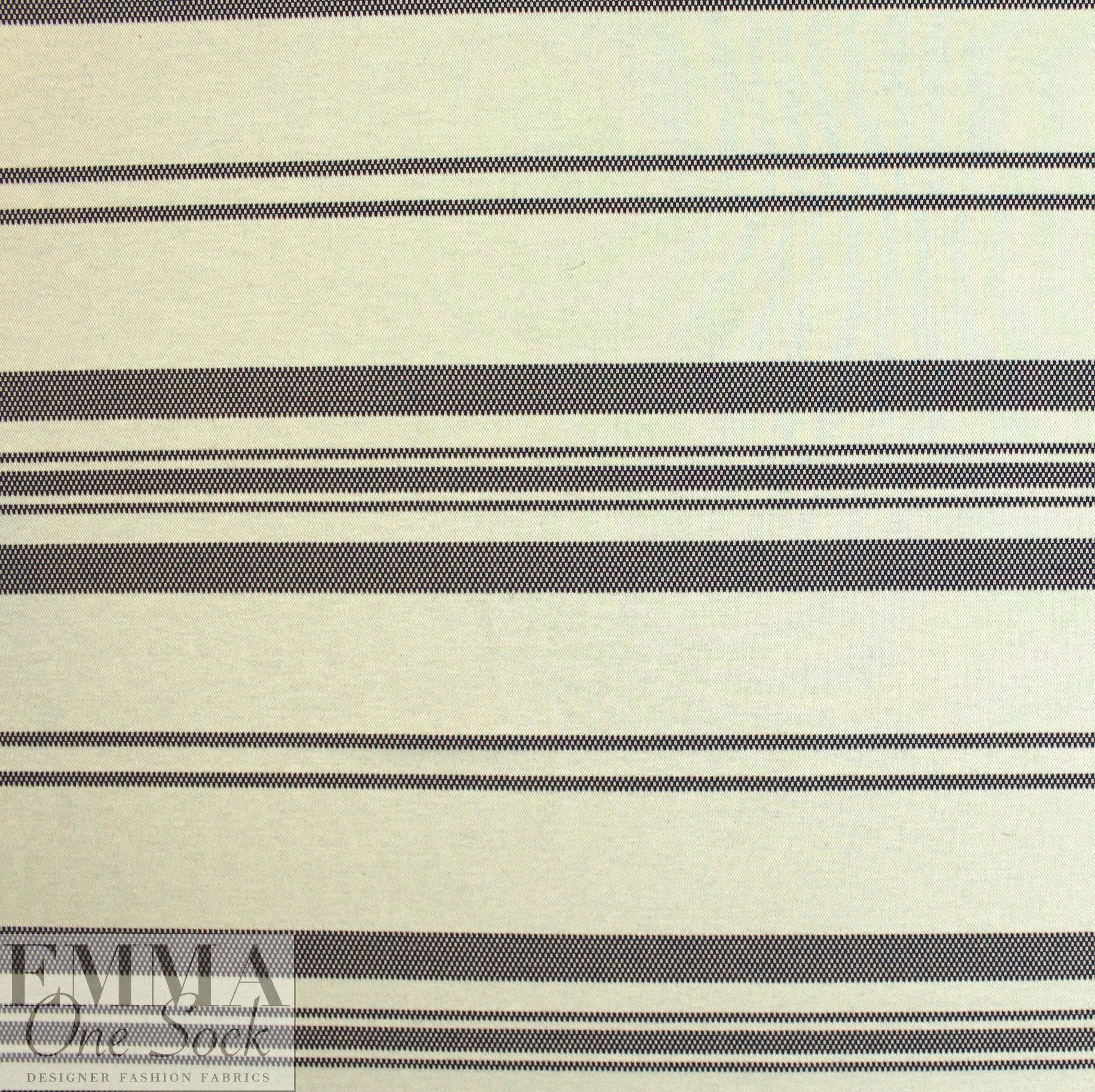 NY designer yarn-dyed black/ivory stripe doubleknit