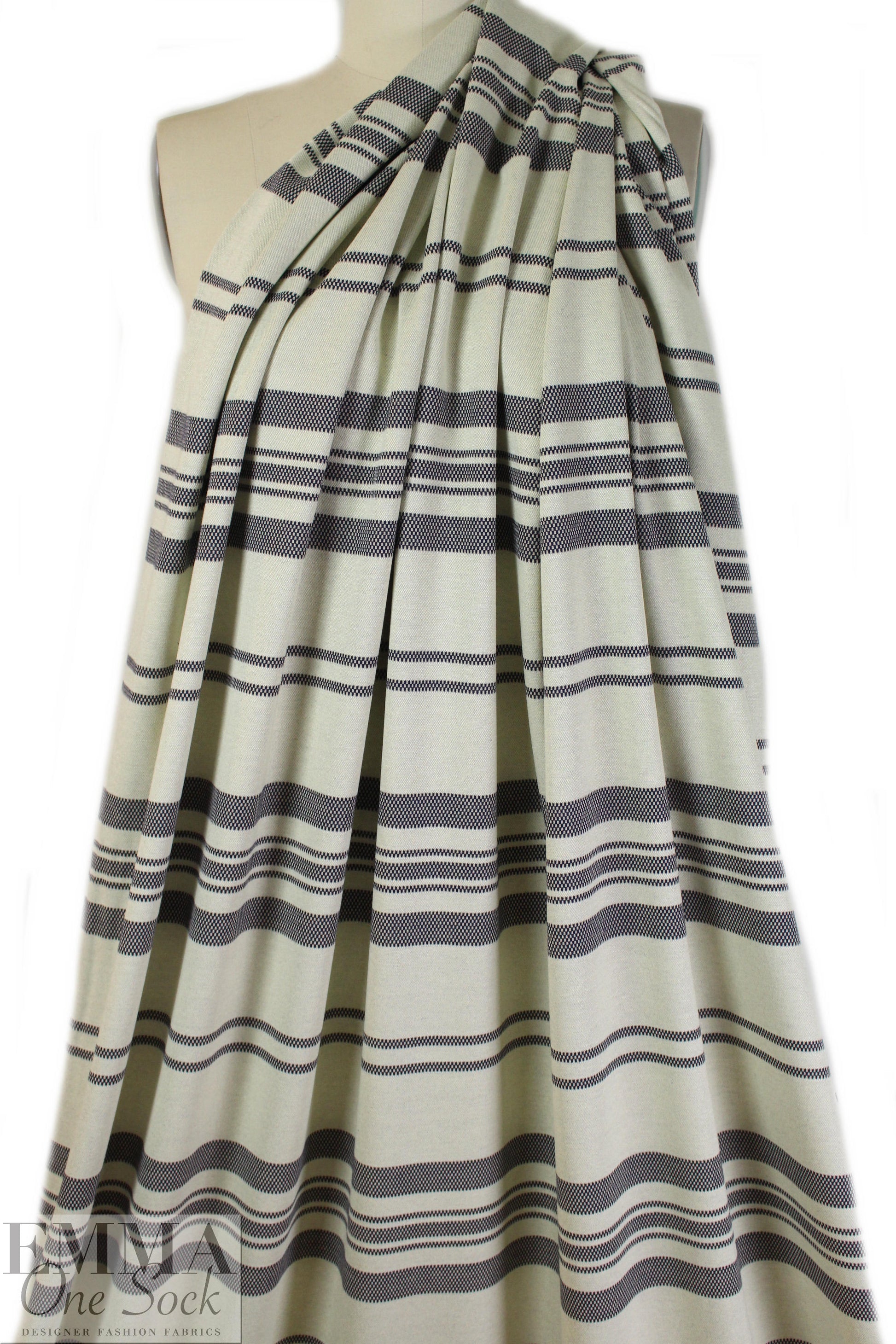 NY designer yarn-dyed black/ivory stripe doubleknit