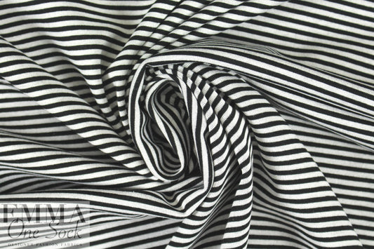 Italian black/stone yarn dye stripe doubleknit 1.875 yd
