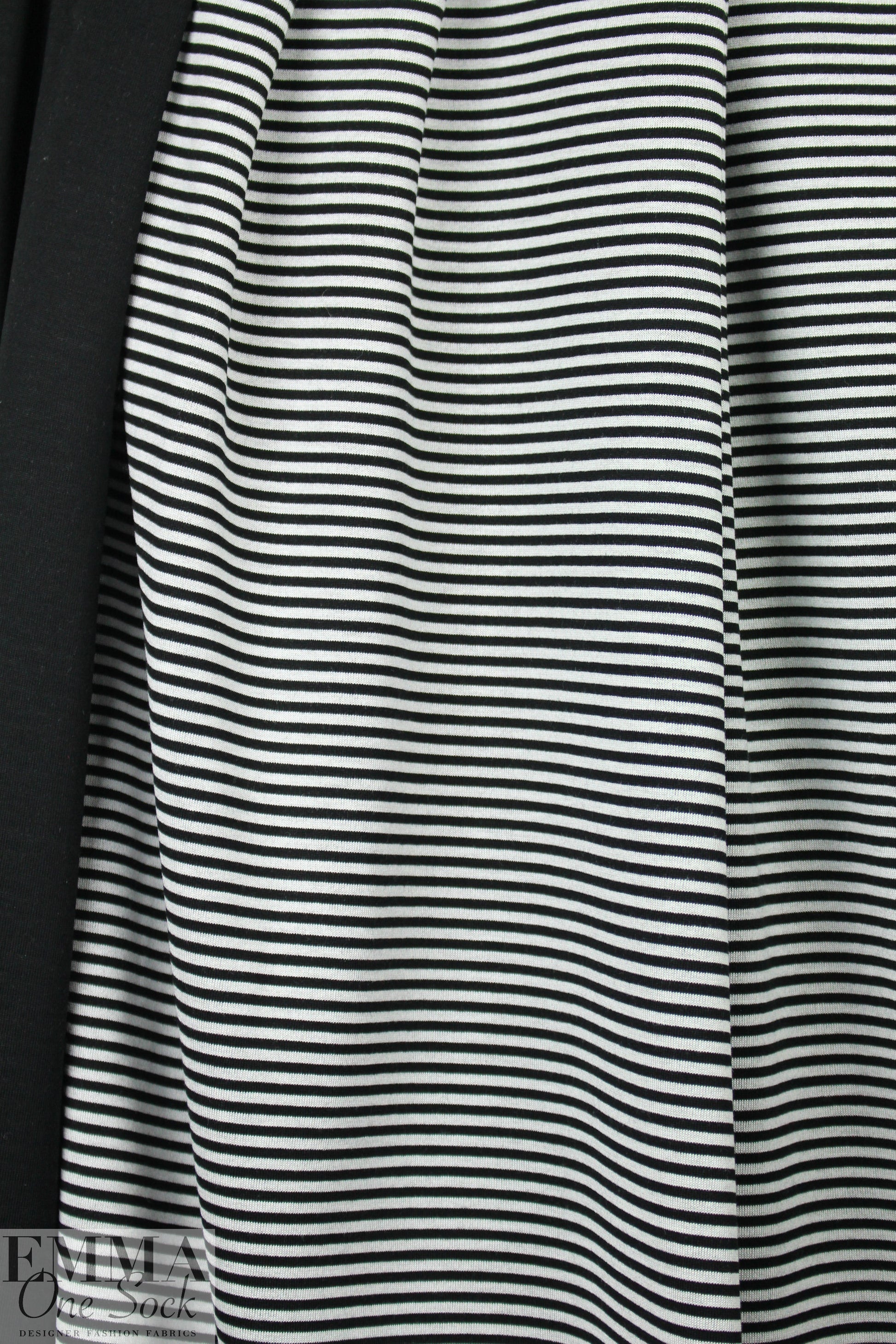 Italian black/stone yarn dye stripe doubleknit 1.33 yds