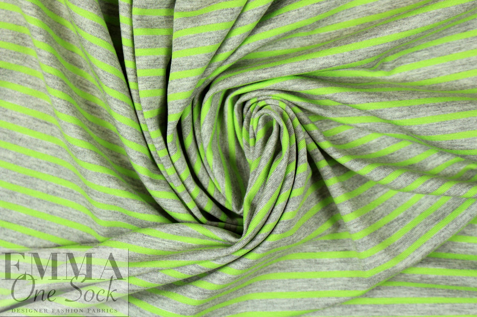 bright lime/gray heather yarn dye stripe jersey 2.25 yd