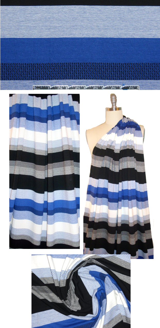 Italian yarn-dye stripe knit - cobalt/white/black