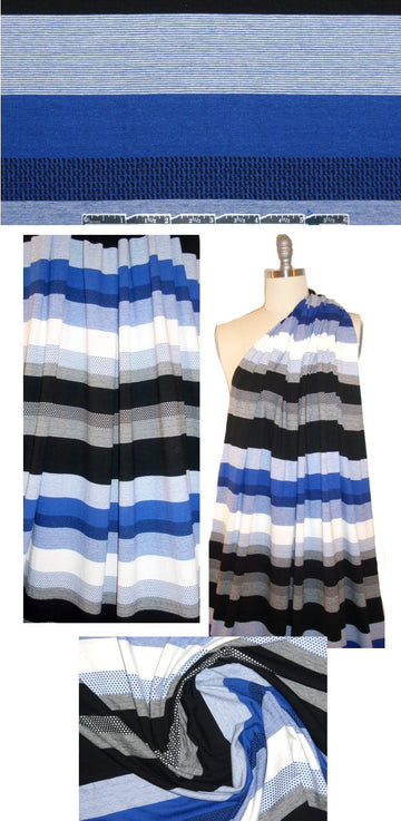 Italian yarn-dye stripe knit - cobalt/white/black