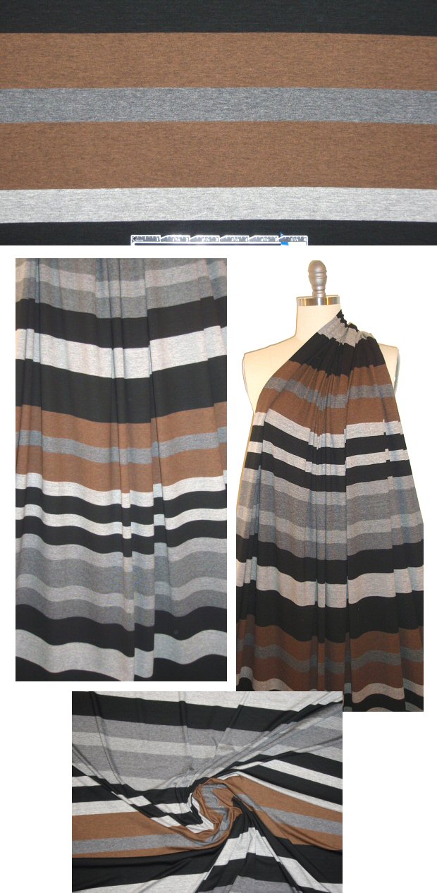 Italian yarn-dye stripe knit - sienna/gray/black