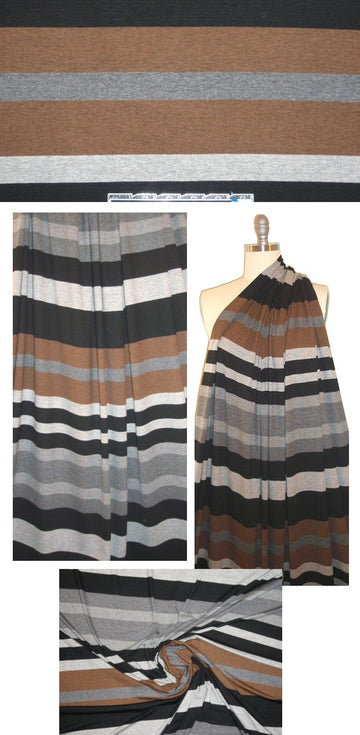 Italian yarn-dye stripe knit - sienna/gray/black .75 yds
