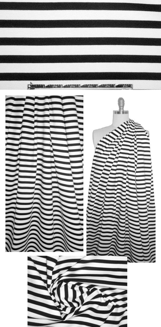 designer black/white reversible stripe doubleknit