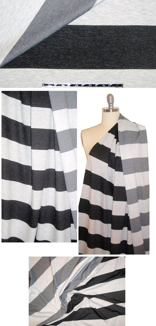 Italian yarn-dye stripe doubleknit - shades of gray