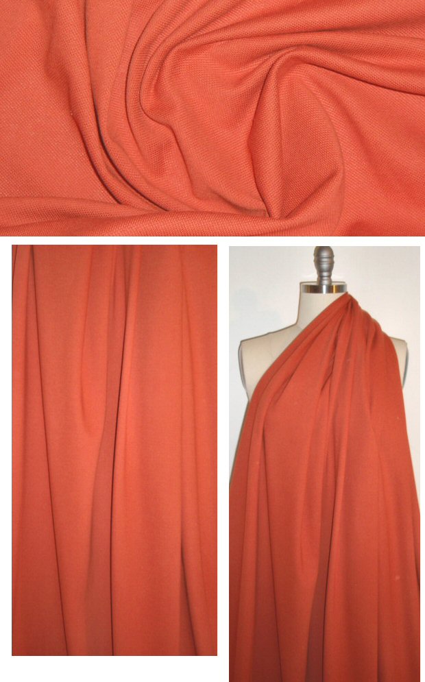 Italian pique stitch all cotton knit - spicy orange 1.8 yd