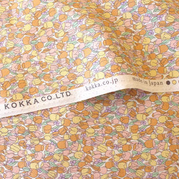 Kokka Japan "a girl's dream" ditsy tulip oxford - orange cream