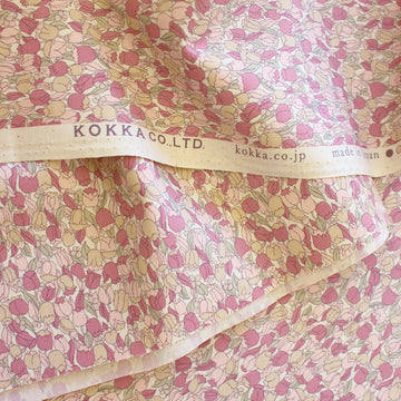 Kokka Japan "a girl's dream" ditsy tulip oxford - antique rose