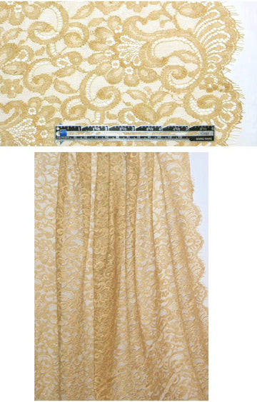 French double scalloped floral design lace - gold