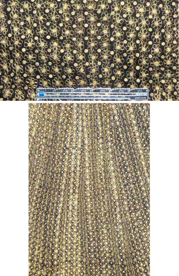gold 'wire' flower embroidered silk sheer