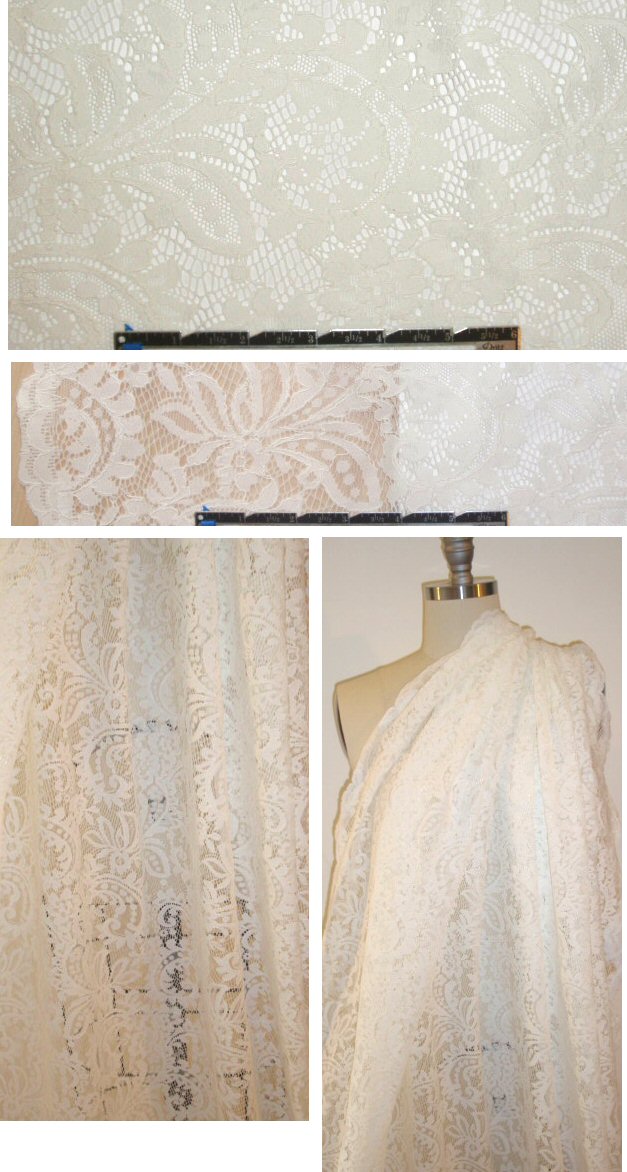 Thai double scallop nylon cotton re-emb. lace - ivory 2.125 yd