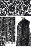 reembroidered double scallop floral lace - black 2 yd