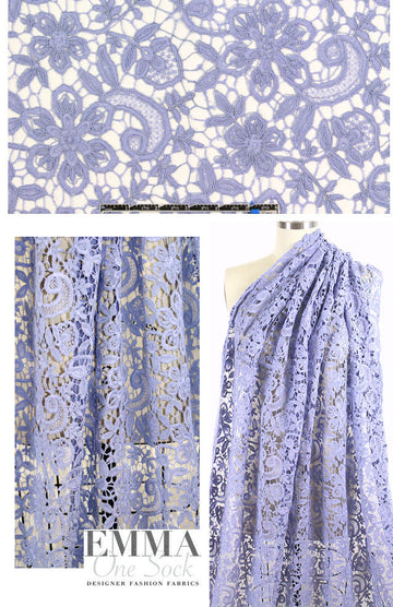 reembroidered double scallop floral lace - hydrangea