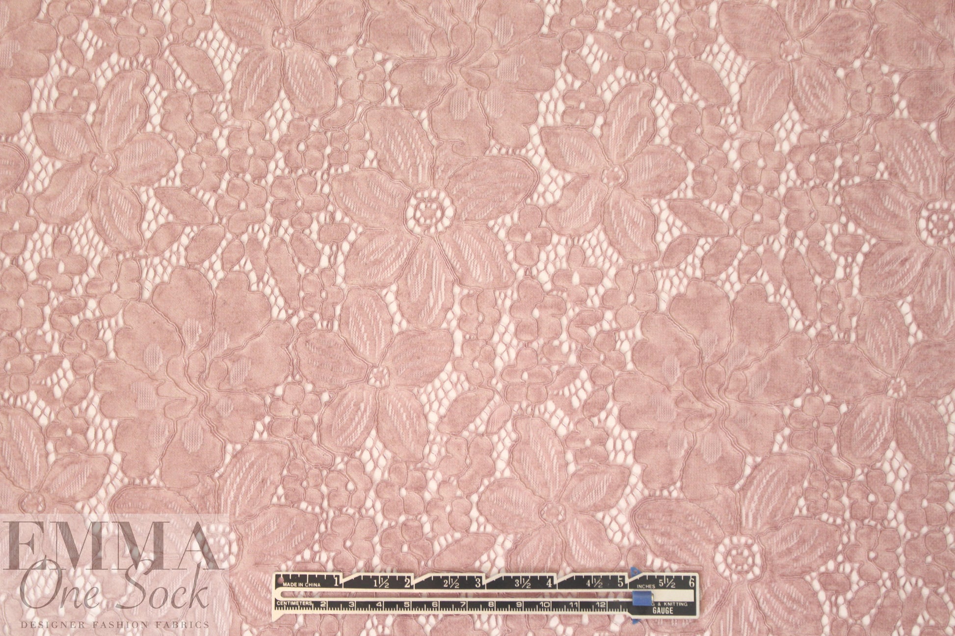 reembroidered cotton blend floral lace - antique pink