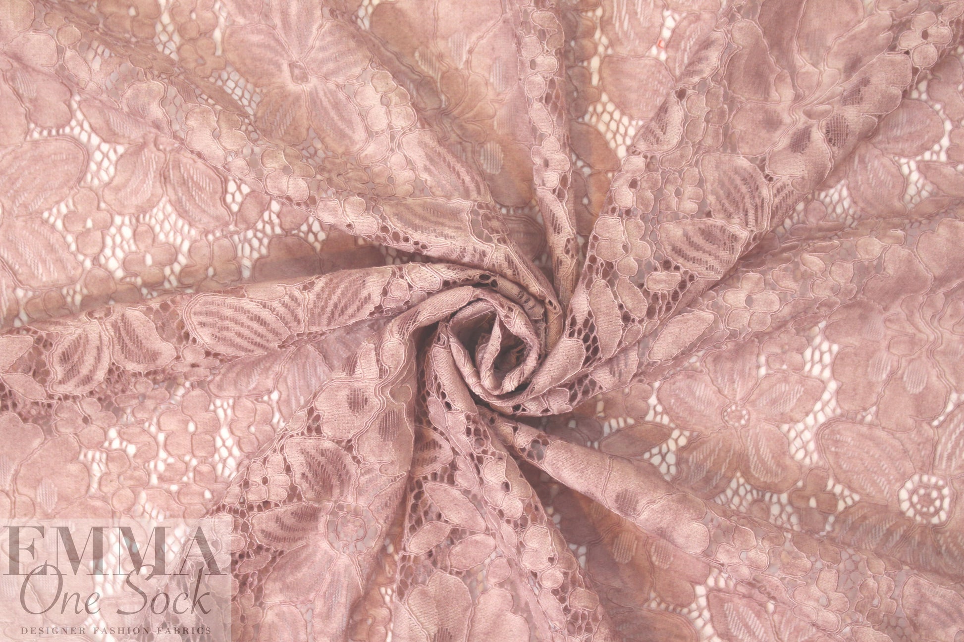 reembroidered cotton blend floral lace - antique pink 1.66 yd
