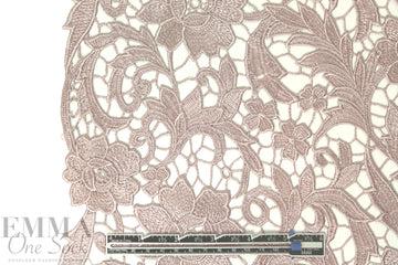 elegant floral guipure lace - pink blush 1.75 yd