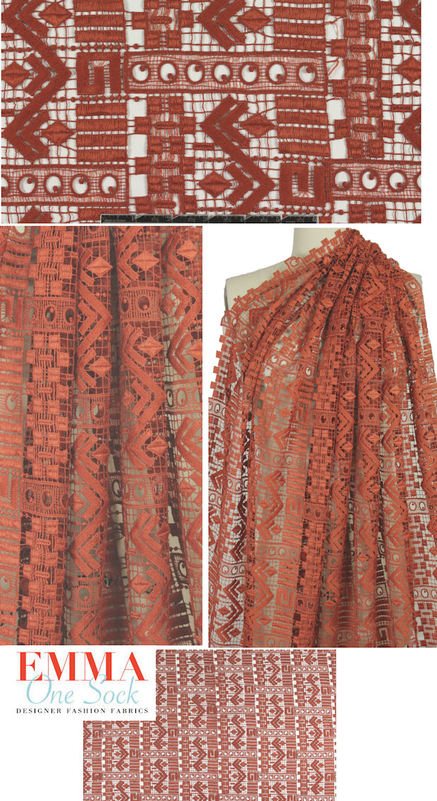 NY designer terracotta graphic design lace
